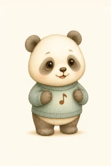 Anat the panda wearing a sweater with a musical note