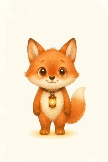 Uri the fox, holding a small lantern